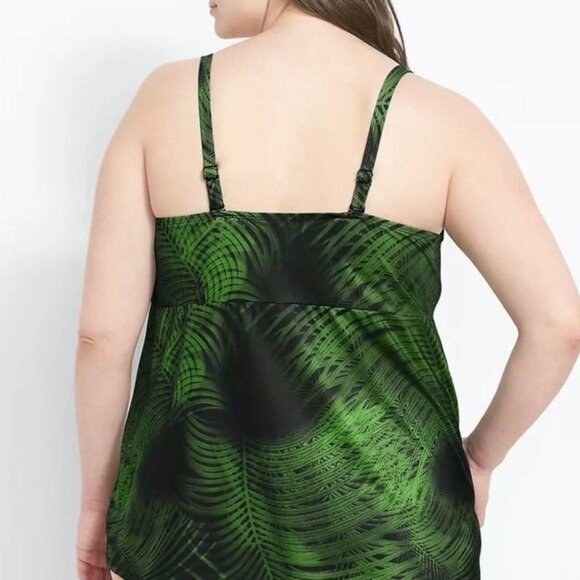 Lane Bryant Swim by Cacique Palm Print Tankini Top w/ Underwire Plunge Bra 38DD - Picture 3 of 5